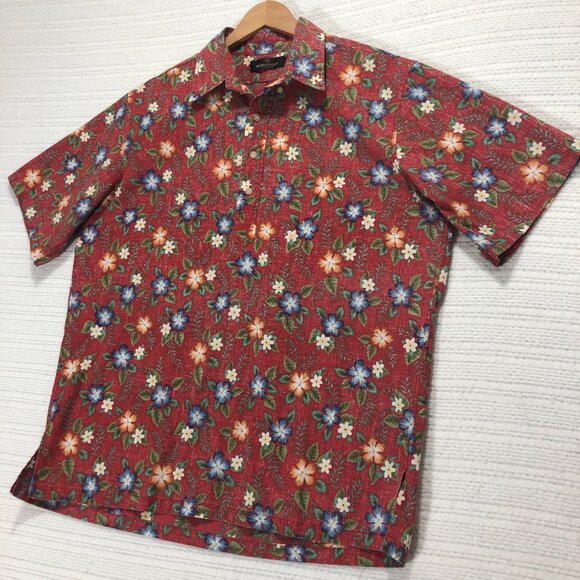 Bugatchi Polo Shirt‎ Men's Size Large Hawaiian Colorful Print - Picture 1 of 6